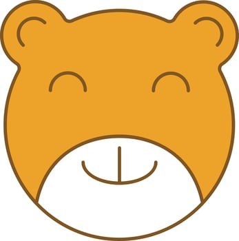 Yellow And White Color Teddy Bear Face Icon. vector