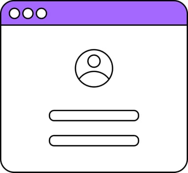 Online User Login Icon In Purple And White Color. vector