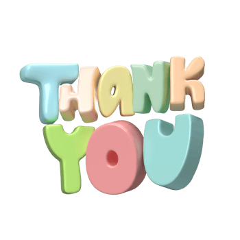 Thank you multicolor lettering 3d text icon hand drawn, thanksgiving day Cute Illustration rendering isolated transparent png background