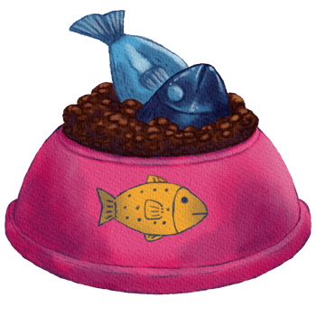 Pet supplies Cat supplies Dog supplies food dessert candy pizza vegetable carot fish ice cream watercolor elements cute cartoon style. png