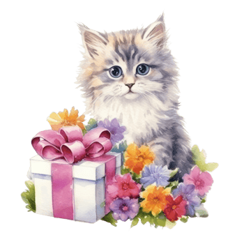 Watercolor painting of Cute Persian Cat isolated transparent background, Digital art, image file format, , png