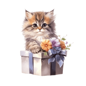 Watercolor painting of Cute Persian Cat isolated transparent background, Digital art, image file format, , png