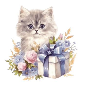 Watercolor painting of Cute Persian Cat isolated transparent background, Digital art, image file format, , png