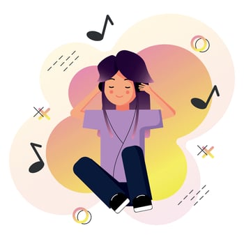 Girl is listening to music vector