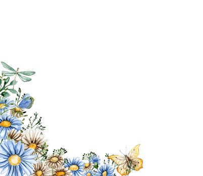 Summer chamomile flowers cornes. Watercolor illustration for scrapbooking, cards, backgrounds. Cartoon hand drawn background with summer flower for kids design. Perfect for wedding invitation. png