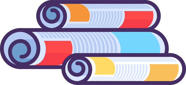 Flat Outline Newspaper Roll Icon vector