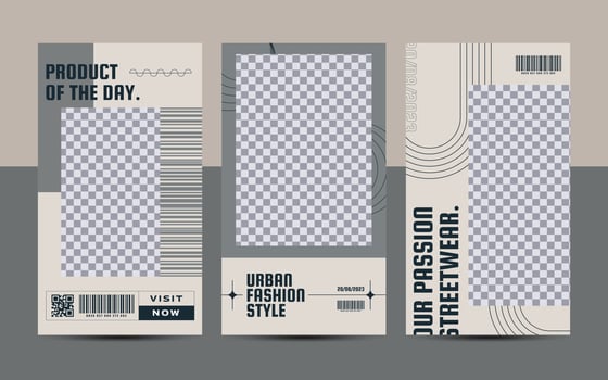 Modern urban futuristic streetwear fashion design for social media story template. vector