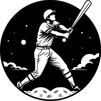 Baseball - Black and White Isolated Icon - Vector illustration
