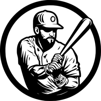 Baseball, Black and White Vector illustration