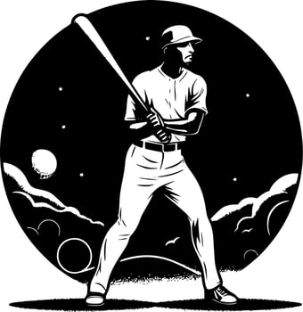 Baseball, Minimalist and Simple Silhouette - Vector illustration