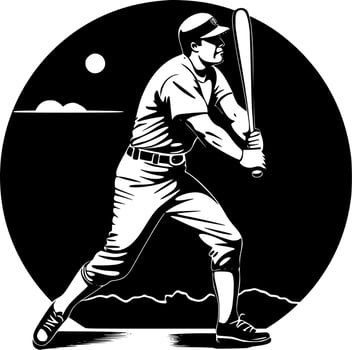 Baseball - Black and White Isolated Icon - Vector illustration
