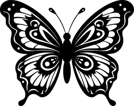 Butterflies, Black and White Vector illustration