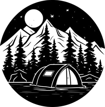 Camping - Minimalist and Flat Logo - Vector illustration