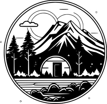 Camping, Minimalist and Simple Silhouette - Vector illustration