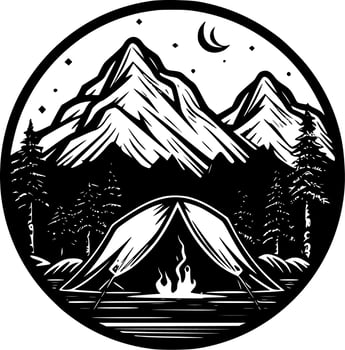 Camping, Minimalist and Simple Silhouette - Vector illustration