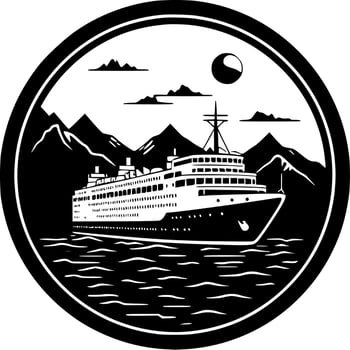 Cruise, Black and White Vector illustration