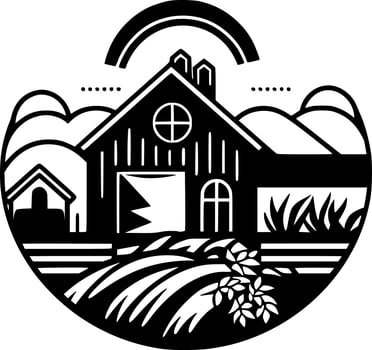 Farm - Black and White Isolated Icon - Vector illustration