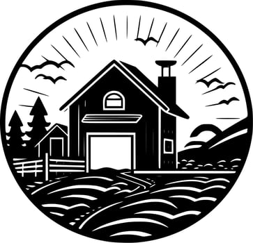 Farm - Black and White Isolated Icon - Vector illustration