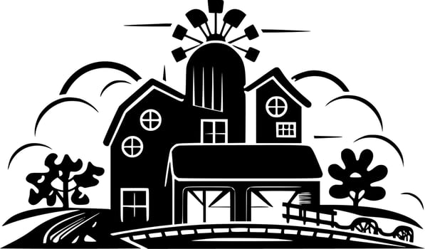 Farm, Minimalist and Simple Silhouette - Vector illustration