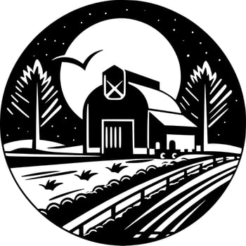 Farm - Black and White Isolated Icon - Vector illustration