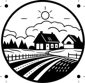 Farm - Black and White Isolated Icon - Vector illustration