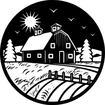 Farm, Minimalist and Simple Silhouette - Vector illustration