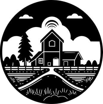 Farm - Black and White Isolated Icon - Vector illustration