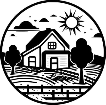 Farm - Black and White Isolated Icon - Vector illustration