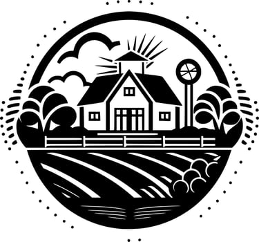 Farm - Black and White Isolated Icon - Vector illustration