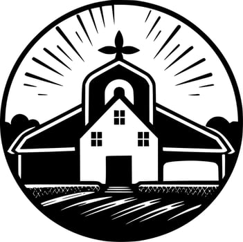 Farm - Black and White Isolated Icon - Vector illustration