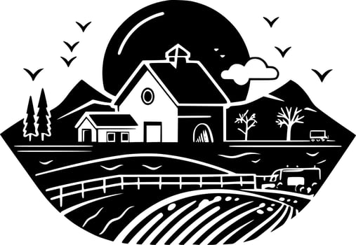 Farm, Minimalist and Simple Silhouette - Vector illustration