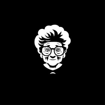 Grandma, Black and White Vector illustration