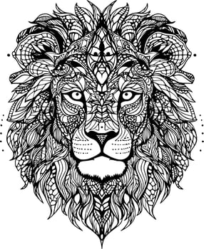 Lion - Black and White Isolated Icon - Vector illustration