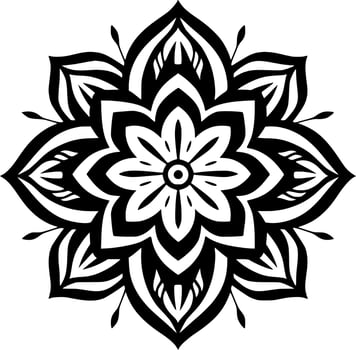 Mandala - Black and White Isolated Icon - Vector illustration