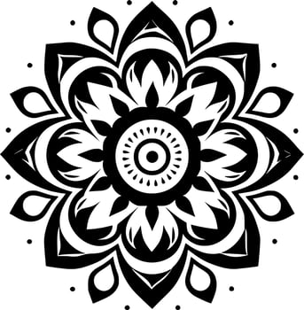 Mandala, Black and White Vector illustration