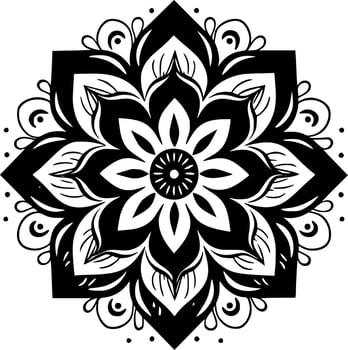 Mandala - Black and White Isolated Icon - Vector illustration