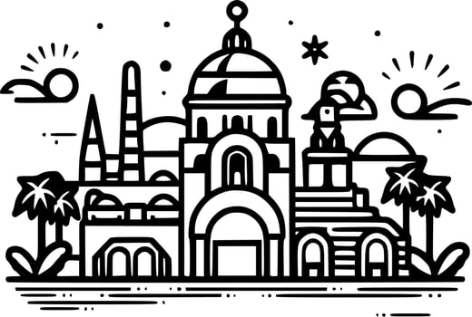 Mexico, Black and White Vector illustration