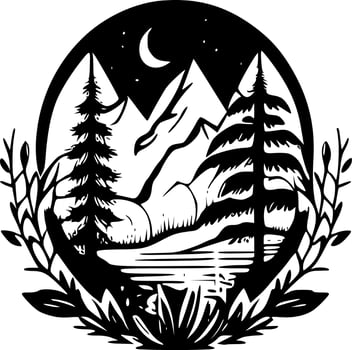 Nature, Black and White Vector illustration