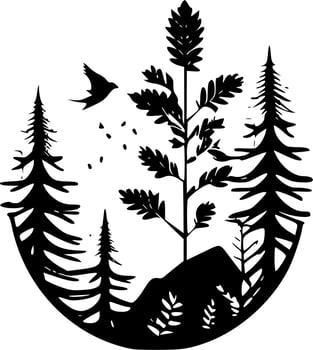 Nature - Black and White Isolated Icon - Vector illustration