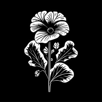Primrose, Black and White Vector illustration