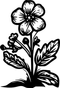 Primrose, Black and White Vector illustration