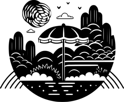 Summer, Black and White Vector illustration