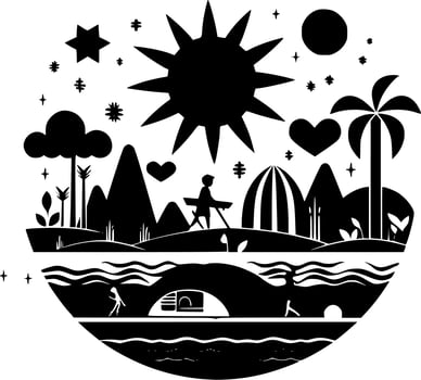 Summer, Black and White Vector illustration
