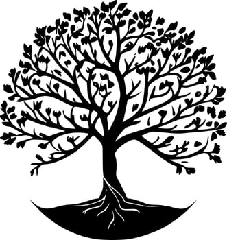 Tree of Life, Black and White Vector illustration