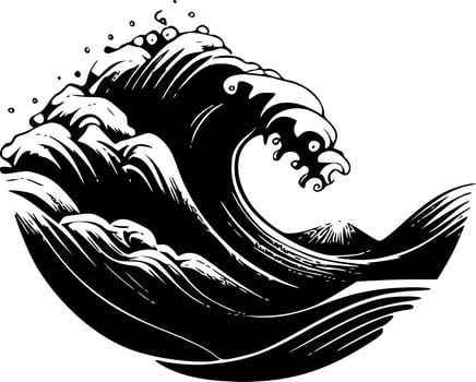 Waves - Black and White Isolated Icon - Vector illustration