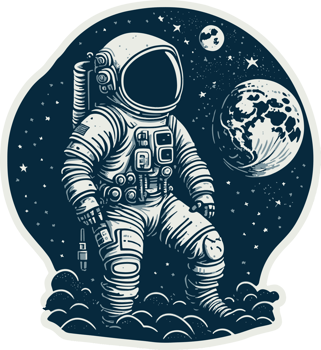 Astronaut on Space Sticker with png