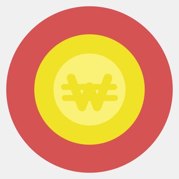 Icon korean won currency. South Korea elements. Icons in color mate style. Good for prints, posters, logo, advertisement, infographics, etc. vector