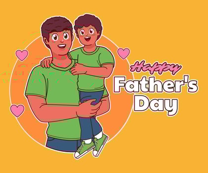 happy fathers day, father and son vector