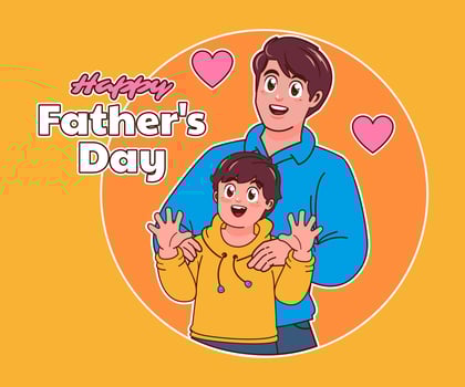 happy fathers day, father and son vector