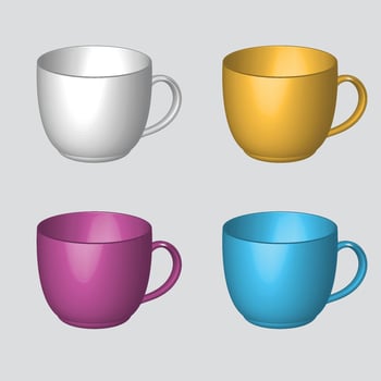 3d realistic vector isolated white cups of coffee, cappuccino, americano, espresso, mocha, latte, cocoa, blank white cup suitable for placing logo or text